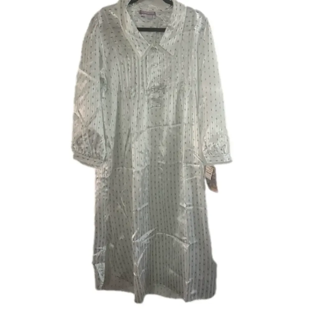 NWT Vintage Beth Michaels Satin Floral Print Nightgown Housedress Size Medium